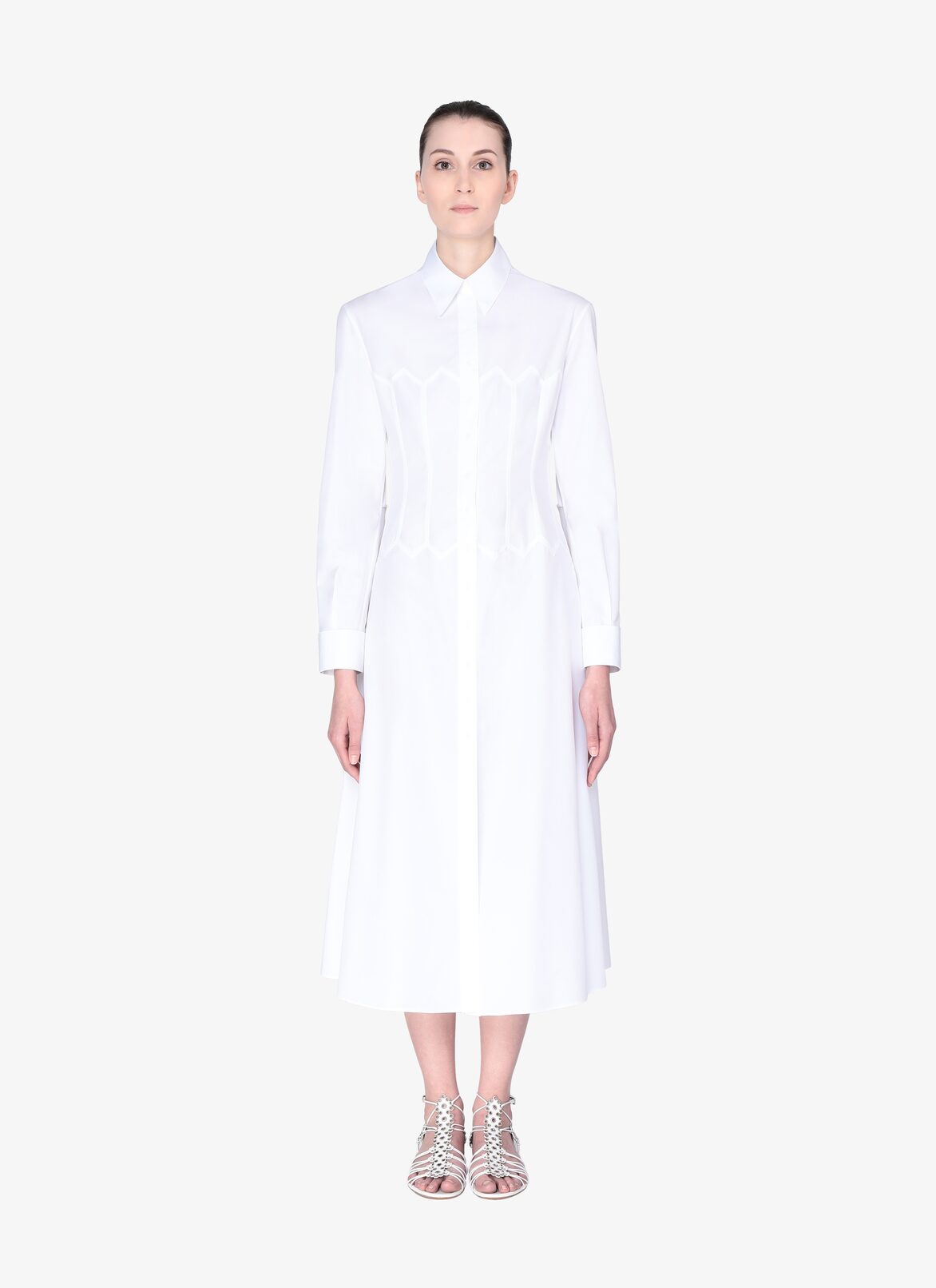 Long-Sleeved Shirt Dress ALAÏA WHITE LONG-SLEEVED SHIRT DRESS